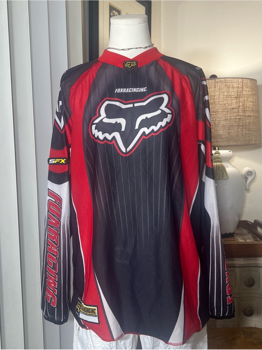 Fox Red and Black Long-Sleeve Motocross Jersey